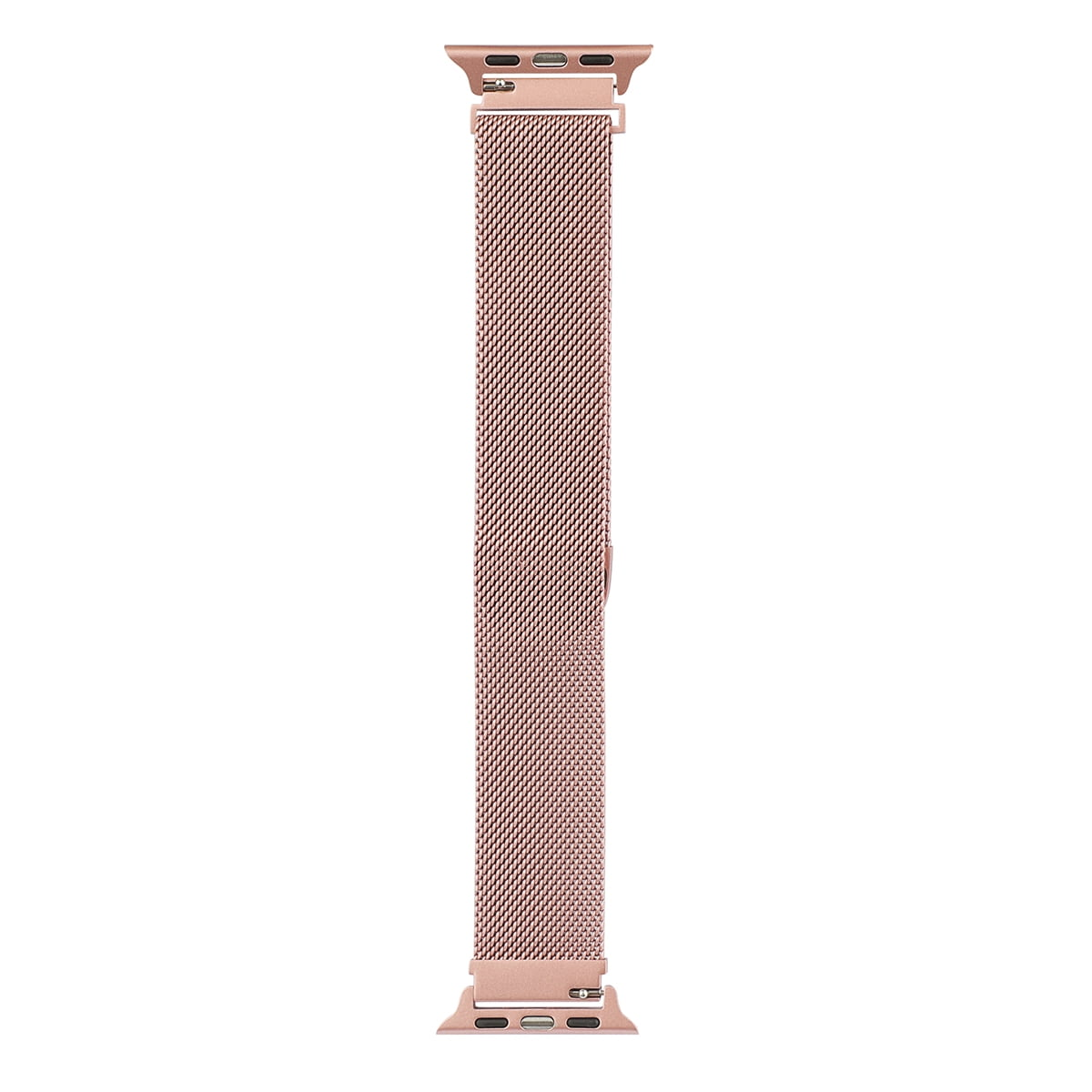 Rosafarbenes Milanese-Armband mit Schnallen für eine Smartwatch.
