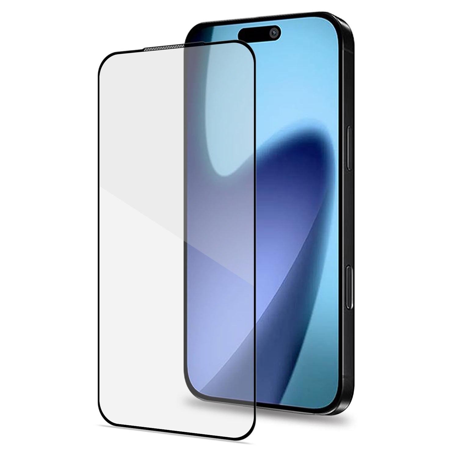 Uno smartphone nero con una protezione per lo schermo davanti.
