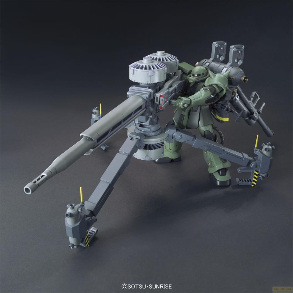 Ein grüner Roboter steht neben einer großen Kanone mit drei Beinen und Lüftern.