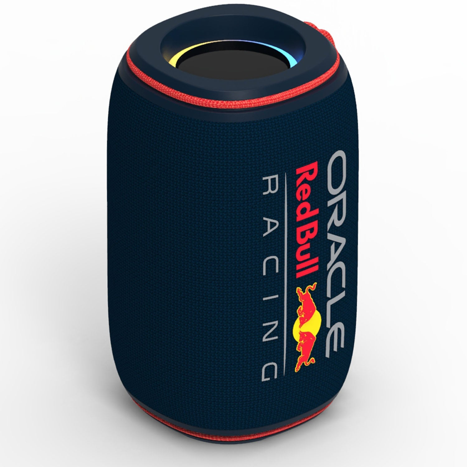 Altoparlante blu scuro con logo Red Bull Racing e finiture rosse.