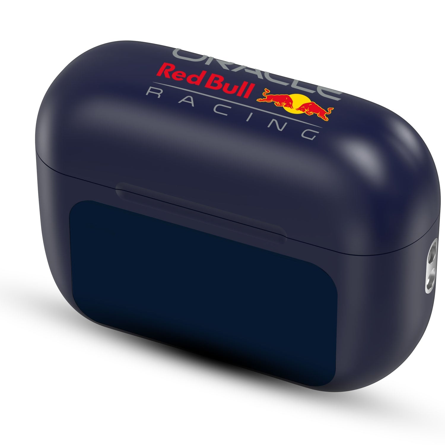 Custodia di ricarica blu scuro con logo Red Bull Racing e due tori.