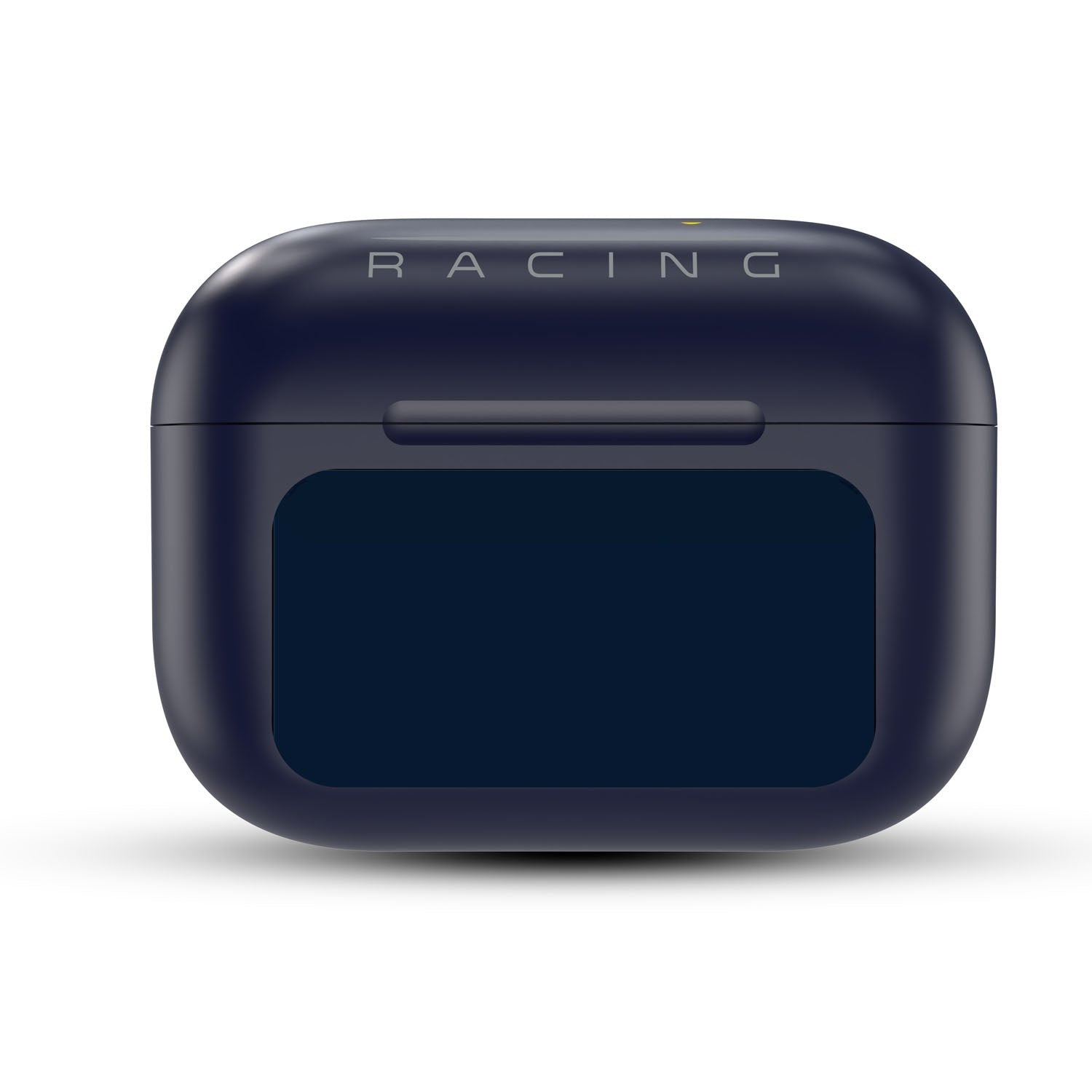 Custodia blu scuro con la scritta RACING in maiuscolo.