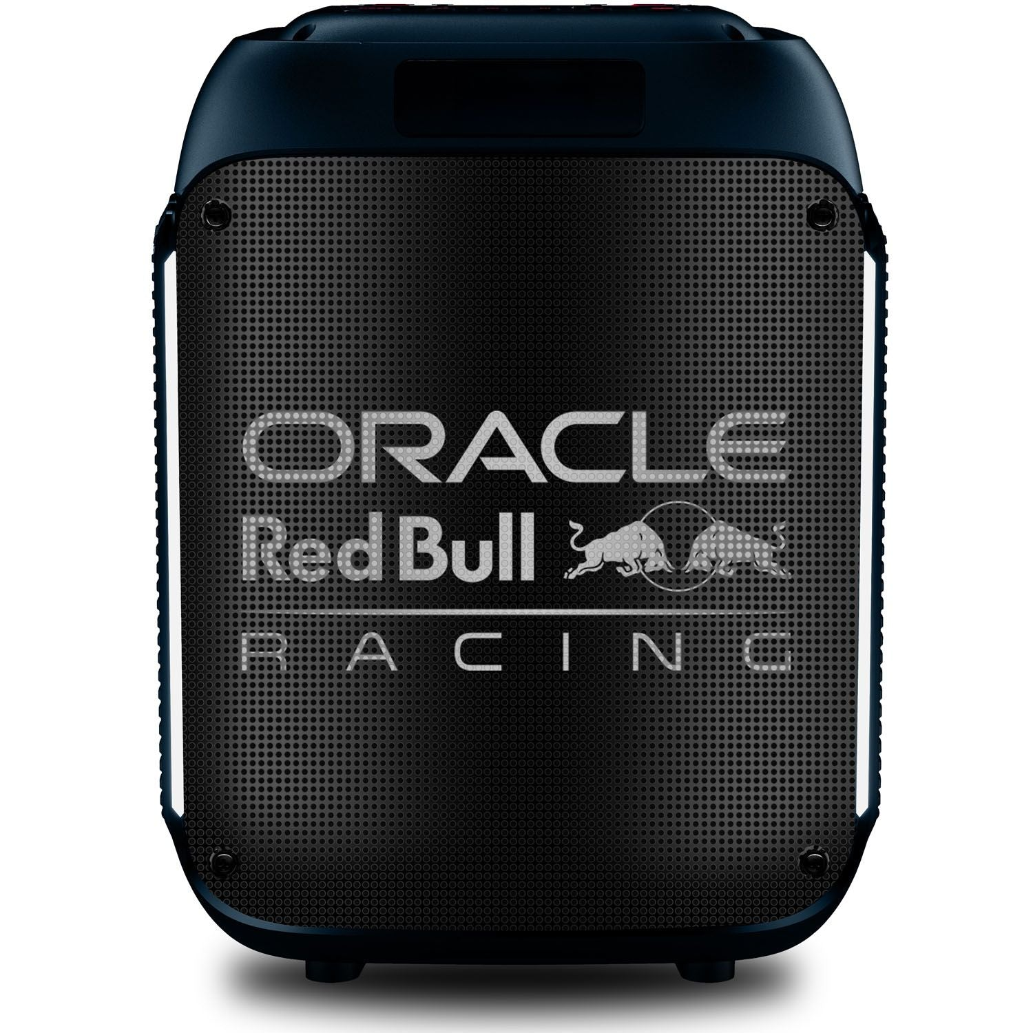 Oracle Red Bull Racing logosuna sahip siyah hoparlör.