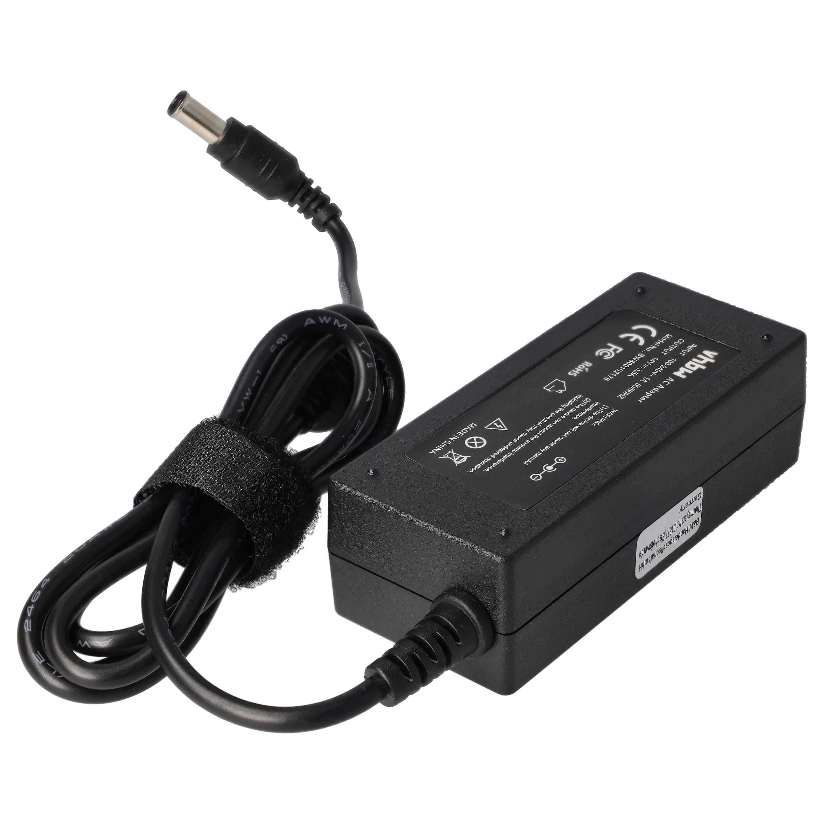 Schwarzes Netzteil mit Kabel und Stecker, Made in China.