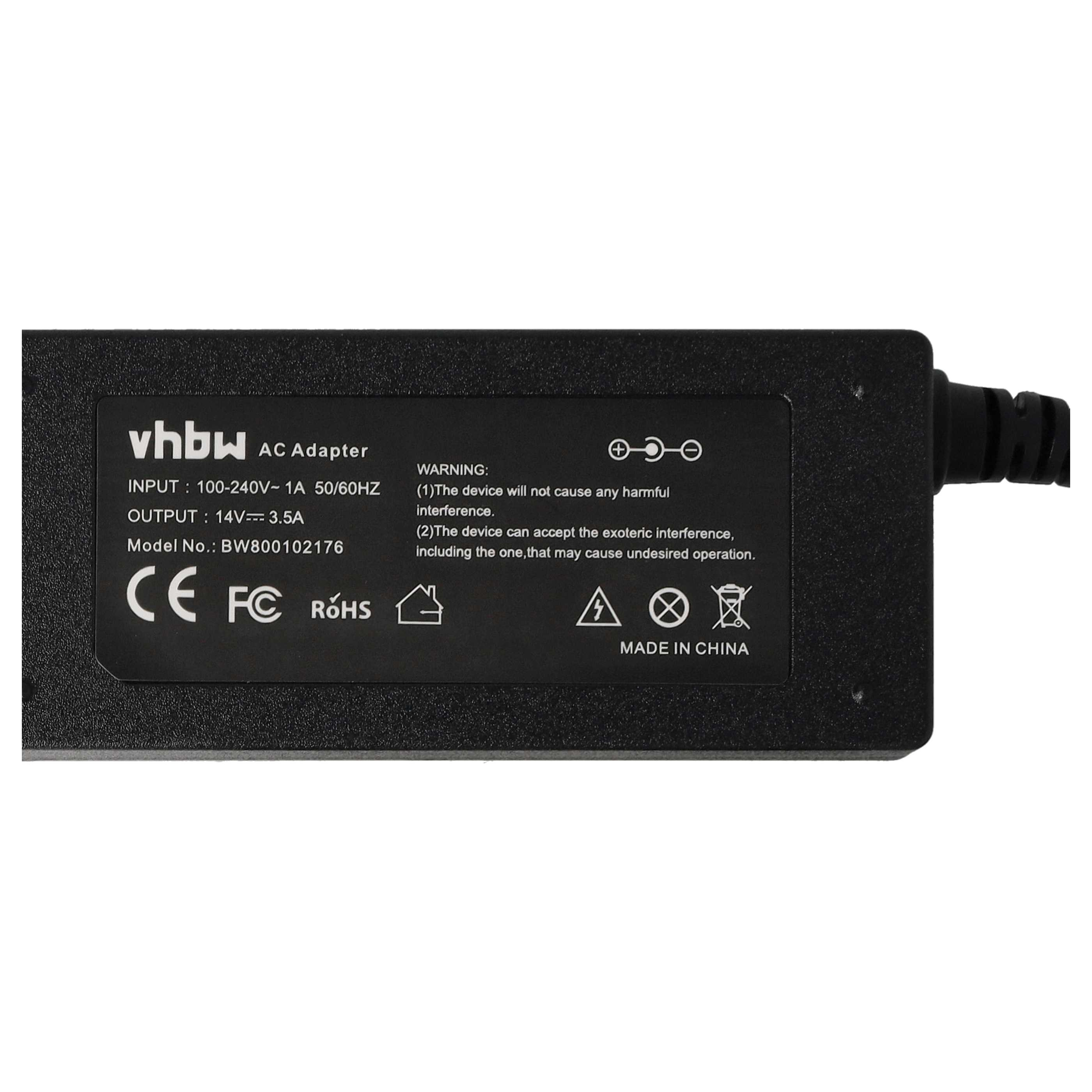 Schwarzer Vhbw Netzadapter mit technischen Daten und CE, FC, RoHS-Siegeln.