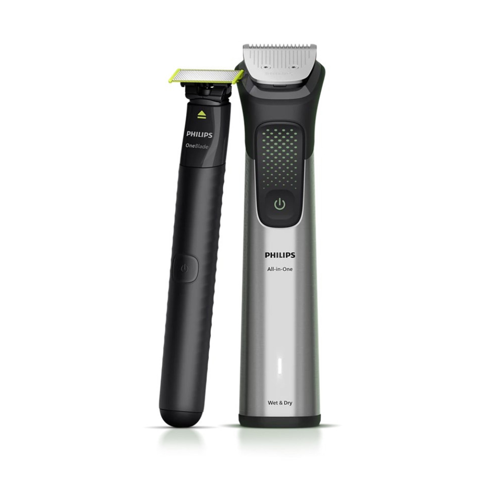 Due rifinitore Philips: un OneBlade nero e un All-in-One argento.