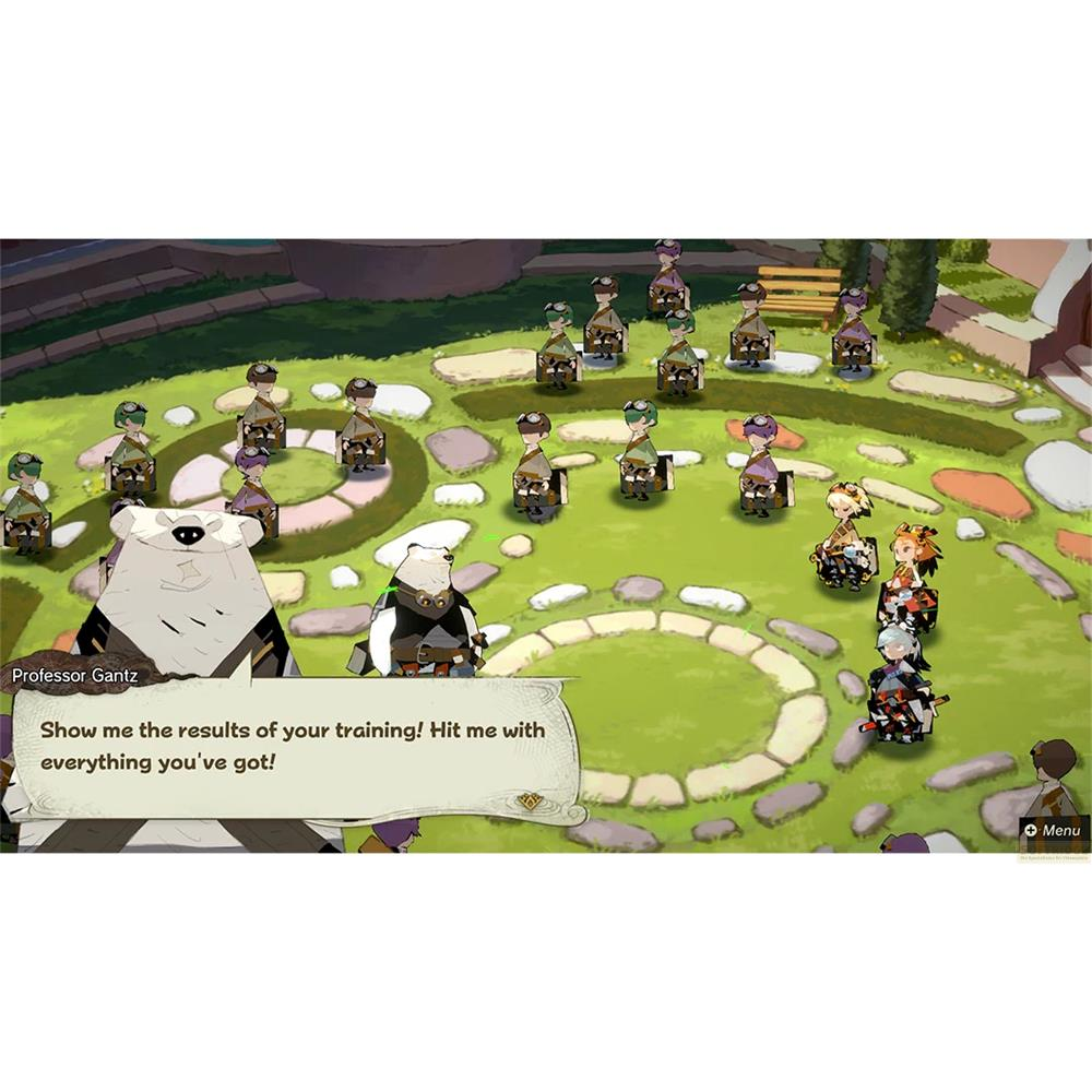Le Professeur Gantz s'adresse à un groupe de personnages sur un terrain herbeux.