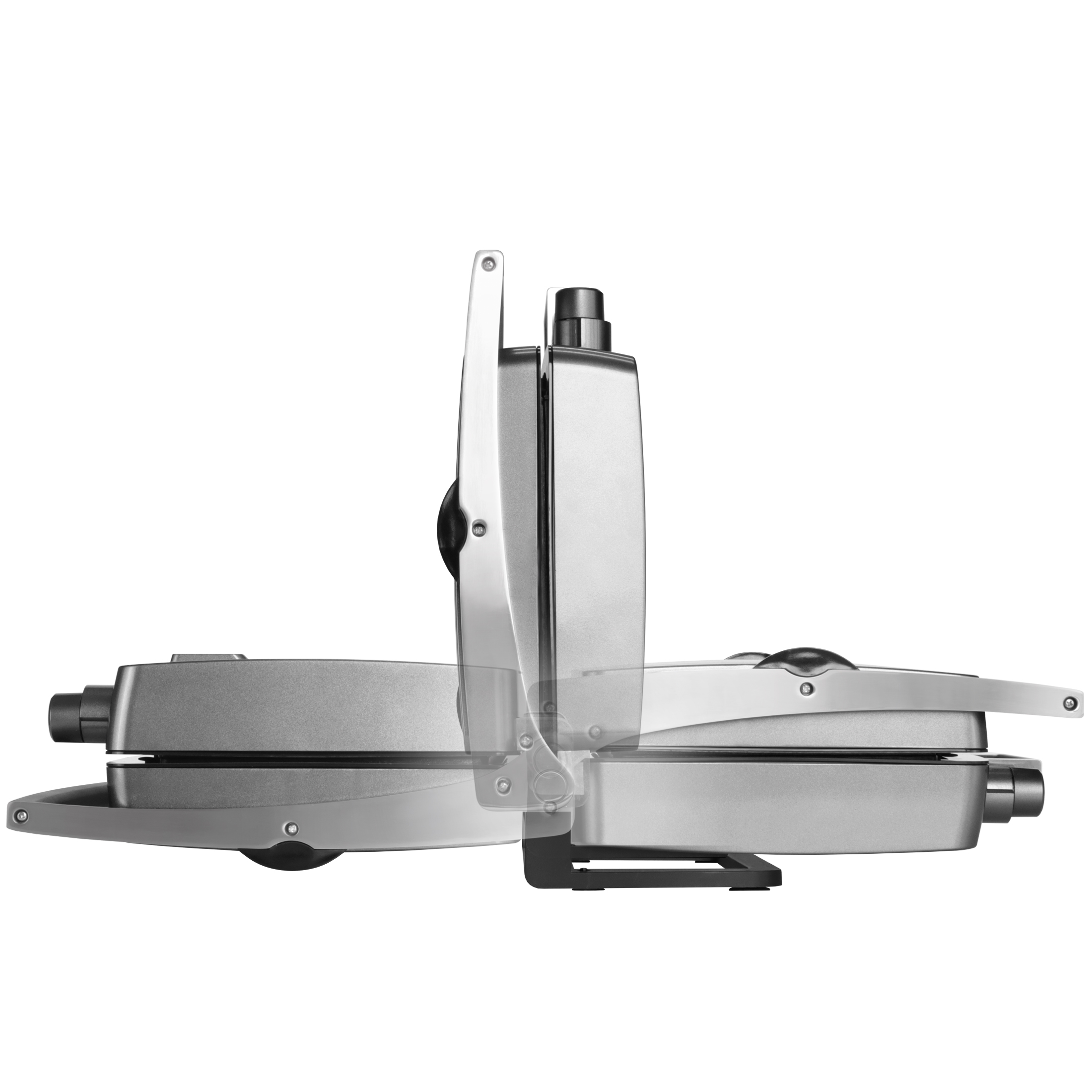 Silver contact grill shown open and closed, against a white background.