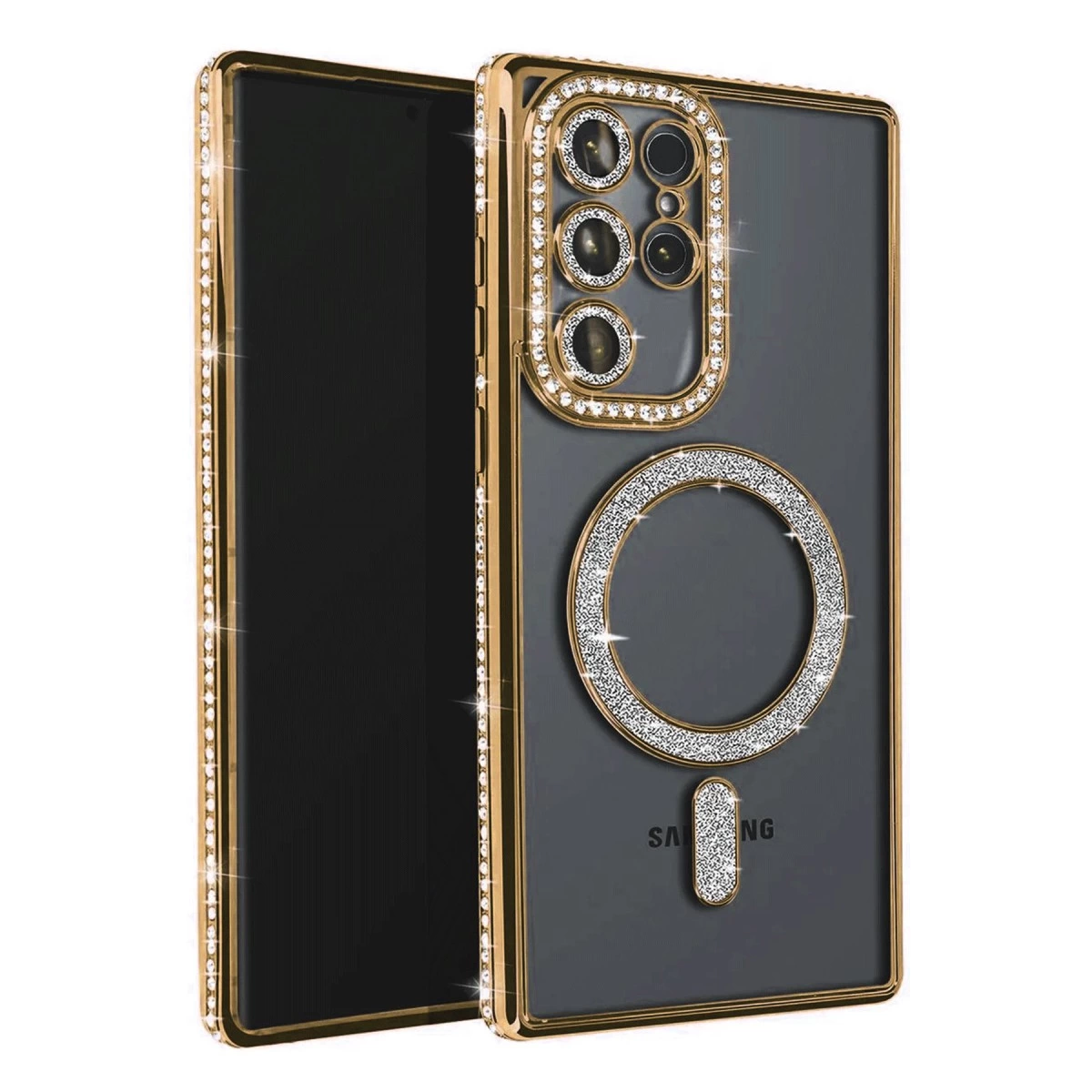 NEWFACE Samsung Galaxy S25 Ultra Uyumlu Joke Simli Magneticsafe Telefon Kılıfı Altın
