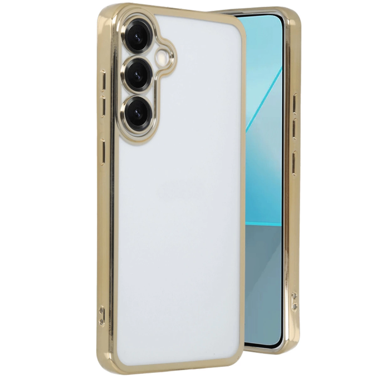NEWFACE Samsung Galaxy S25 Plus Uyumlu Kamera Korumalı Lensli Silikon Telefon Kılıfı Gold