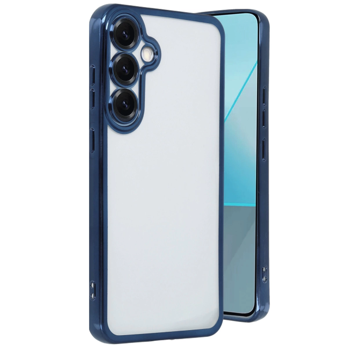 NEWFACE Samsung Galaxy S25 Plus Uyumlu Kamera Korumalı Lensli Silikon Telefon Kılıfı Lacivert