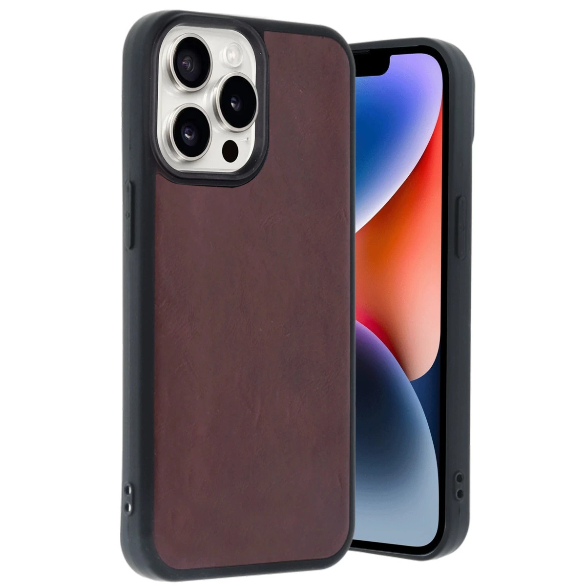 NEWFACE iPhone 14 Pro Max Uyumlu Aras Deri Kapak Telefon Kılıfı Bordo