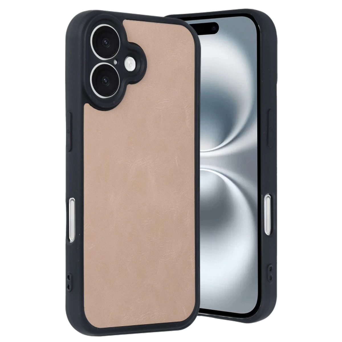 NEWFACE iPhone 16 Uyumlu Aras Deri Kapak Telefon Kılıfı Pudra