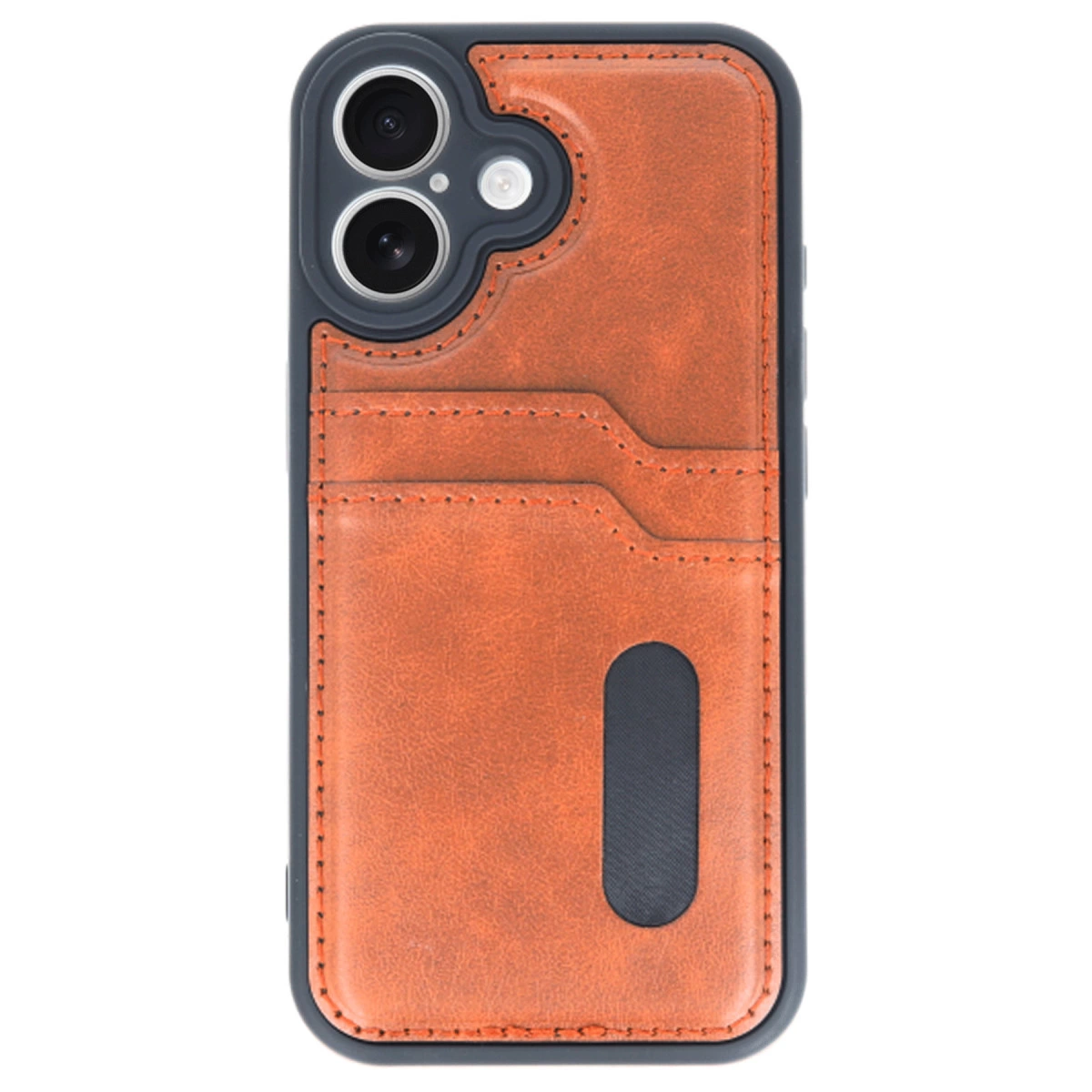 Kart yuvalı kahverengi telefon kılıfı.