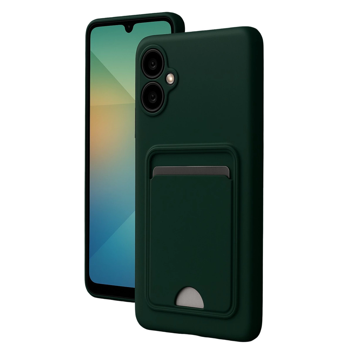 NEWFACE Samsung Galaxy A06 Uyumlu Kelvin Kartvizitli Silikon Telefon Kılıfı Koyu Yeşil