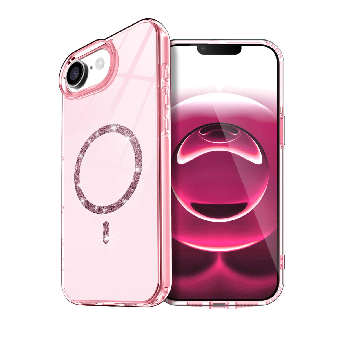 NEWFACE iPhone 16E Uyumlu Live Diamond Magsafe Kapak Telefon Kılıfı Pembe