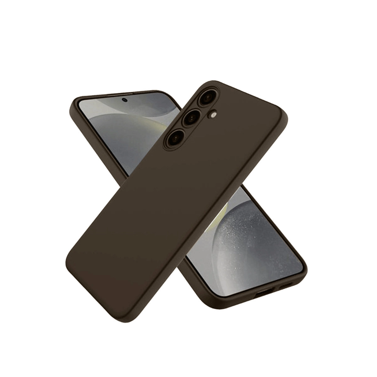 İki kahverengi telefon kılıfı açılı duruyor, biri diğerinin üzerinde.