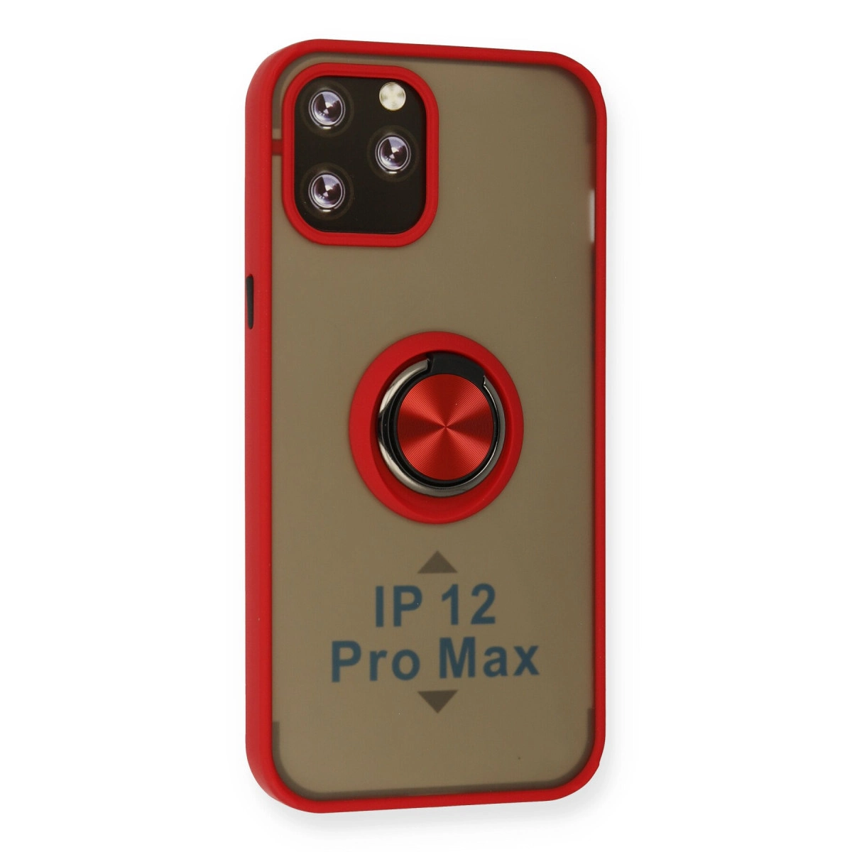 Halka tutuculu kırmızı telefon kılıfı ve "IP 12 Pro Max" yazısı.