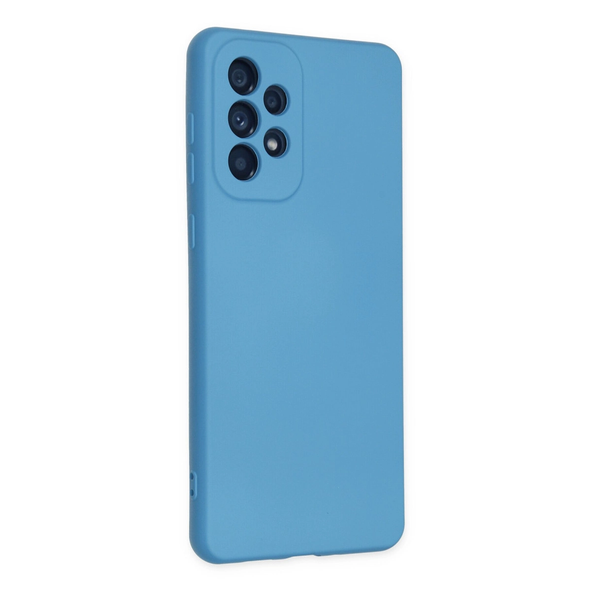 Beş lensli kamera modülüne sahip mavi telefon kılıfı.