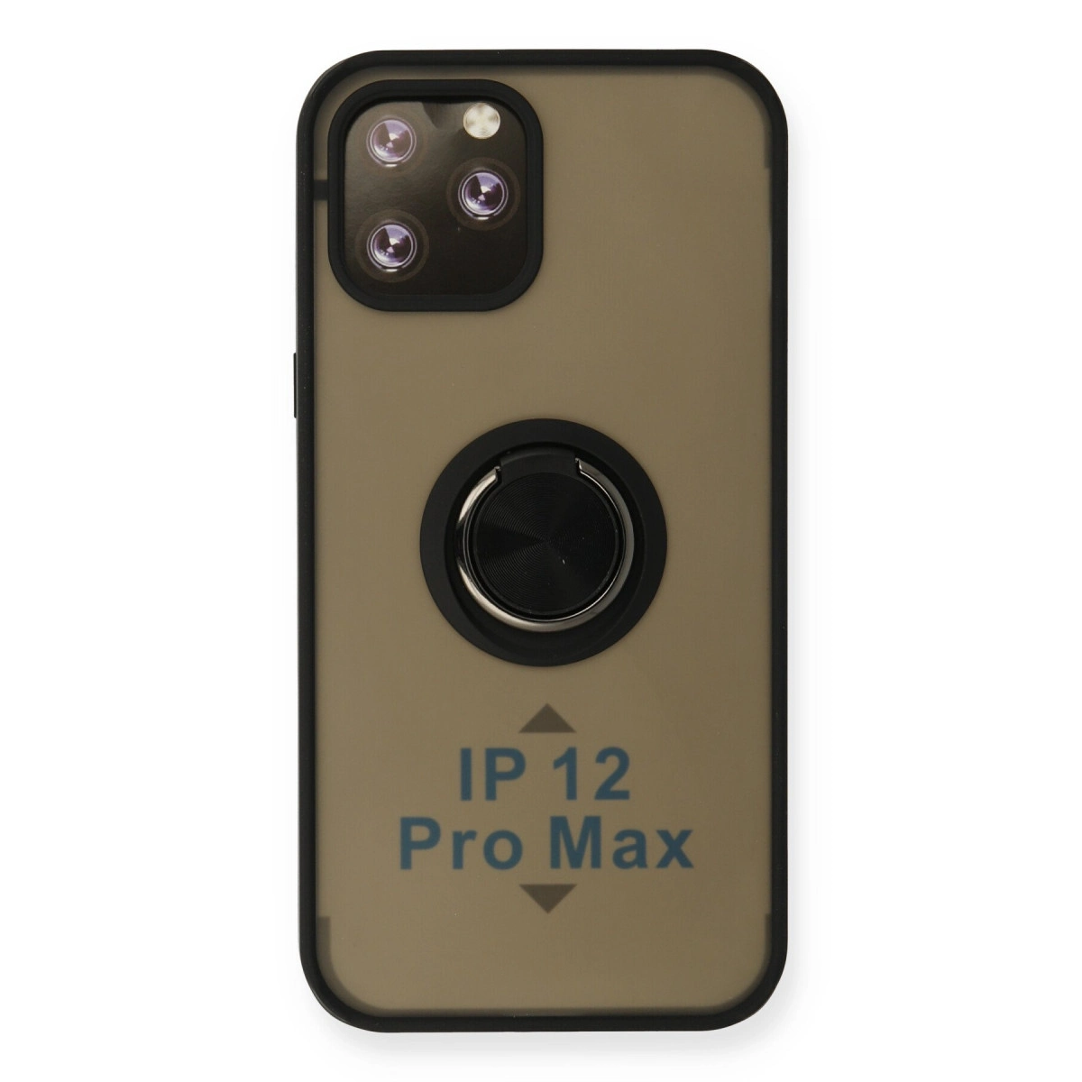 NEWFACE iPhone 12 Pro Max Uyumlu Montreal Yüzüklü Silikon Kapak Telefon Kılıfı Siyah