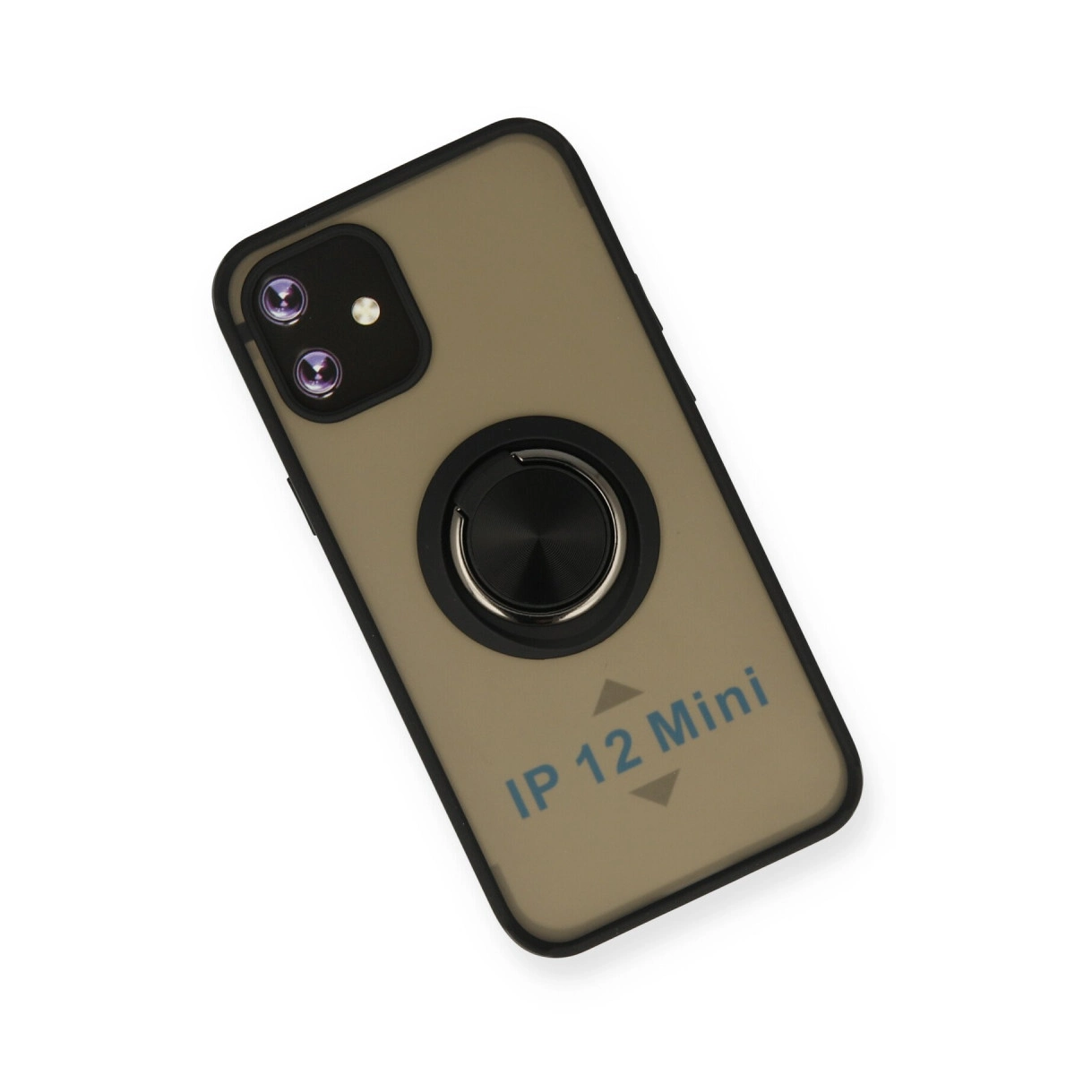 Halka tutuculu haki telefon kılıfı ve "IP 12 Mini" yazısı.