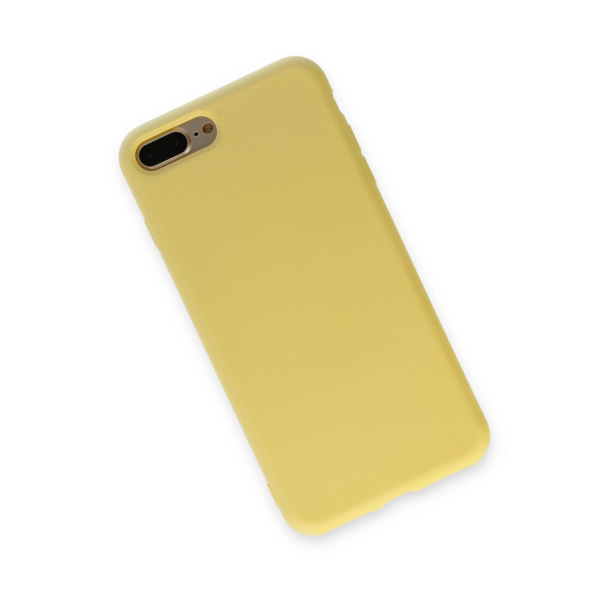 Kamera kesimli sarı telefon kılıfı.