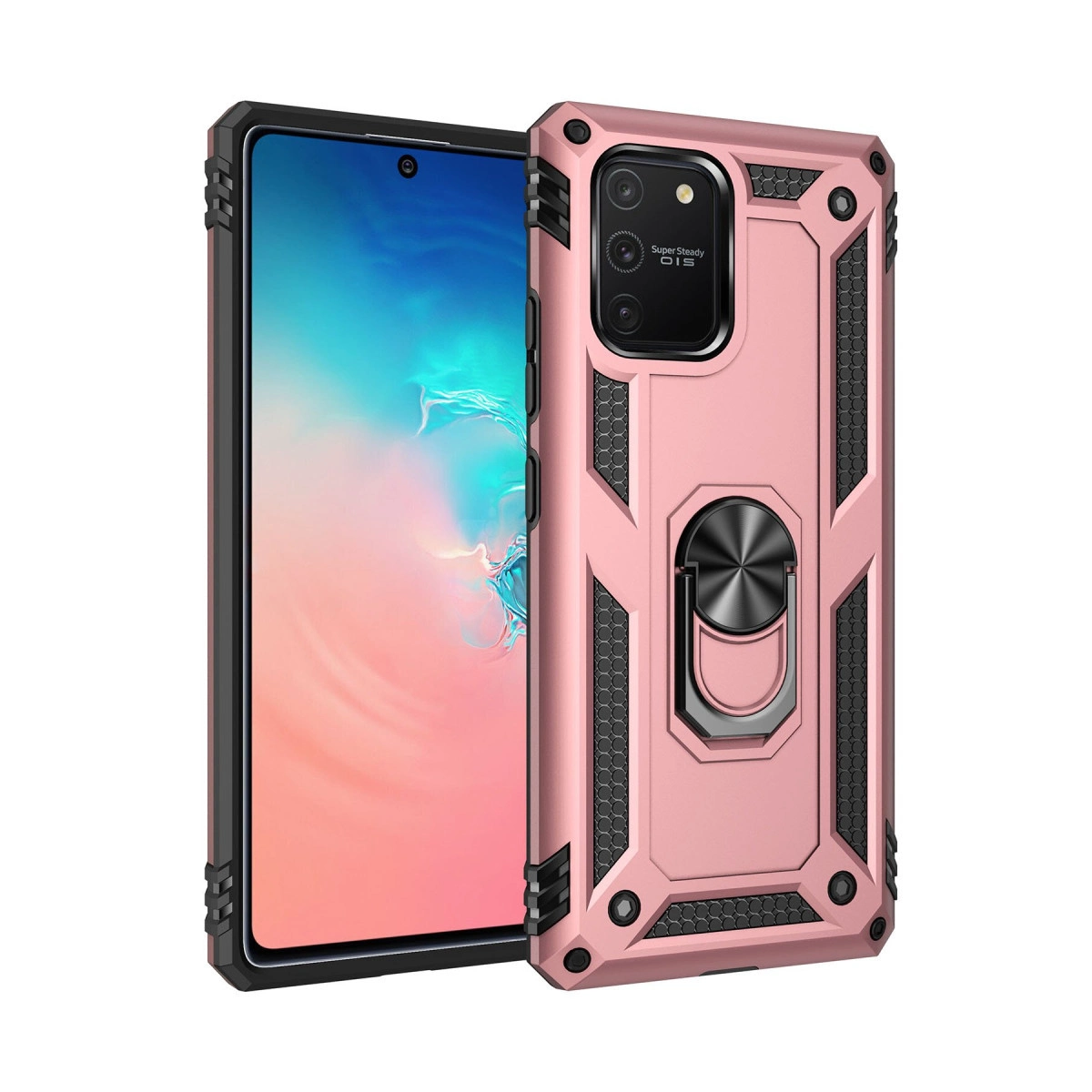 NEWFACE Samsung Galaxy A91 / S10 Lite Uyumlu Sofya Yüzüklü Silikon Kapak Telefon Kılıfı Rose