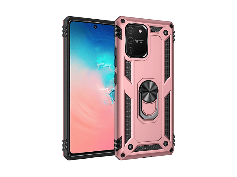 NEWFACE Samsung Galaxy A91 / S10 Lite Uyumlu Sofya Yüzüklü Silikon Kapak Telefon Kılıfı Rose