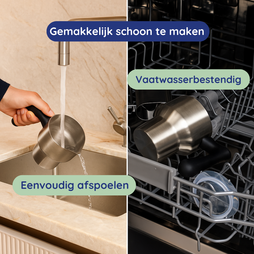 Zilveren kan onder stromend water afgespoeld en in vaatwasser geplaatst.