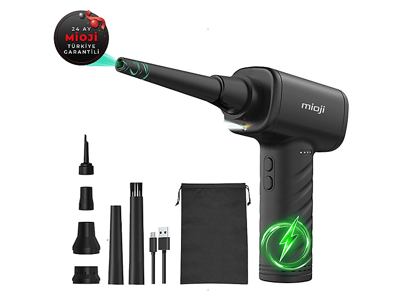 MIOJI Mio AD72 3000mAh 46000RPM 3 Kademeli Taşınabilir Güçlü Vakum Hava Soğutucu Siyah