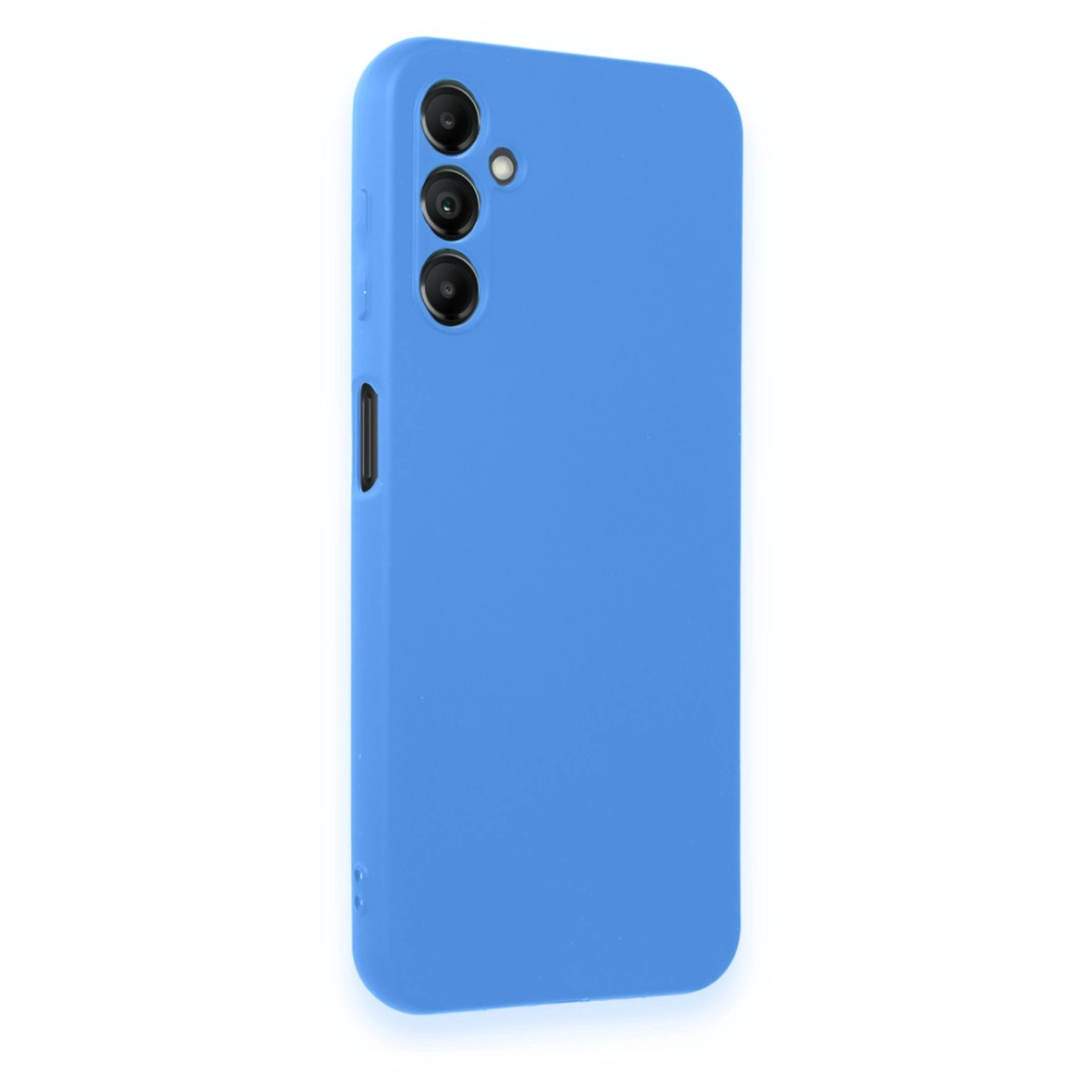 Arkada üç kamerası olan mavi telefon.
