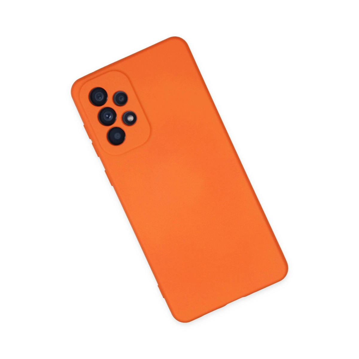 Sol tarafta kamera modülü bulunan turuncu telefon kılıfı.