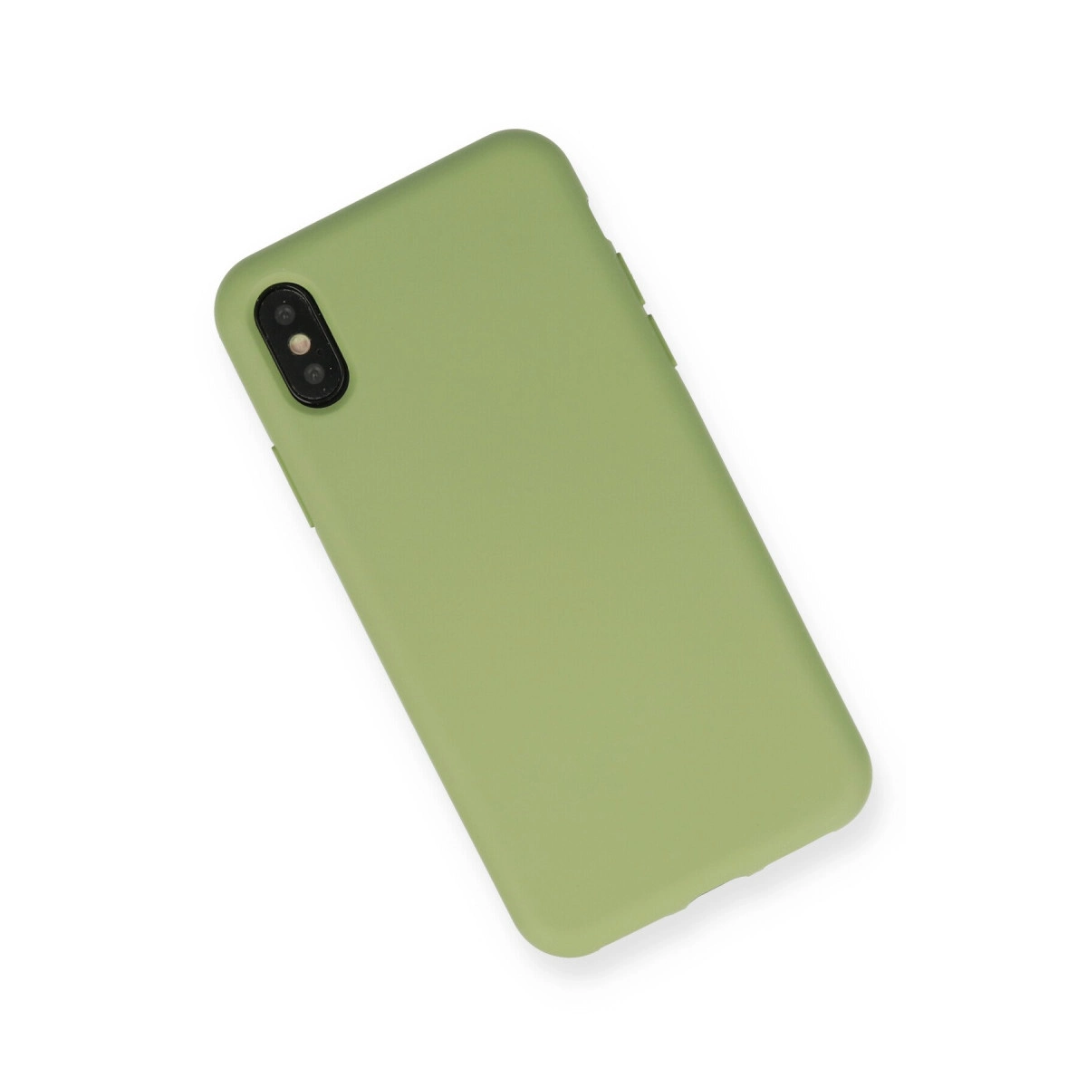 Beyaz arka planda yeşil telefon kılıfı.