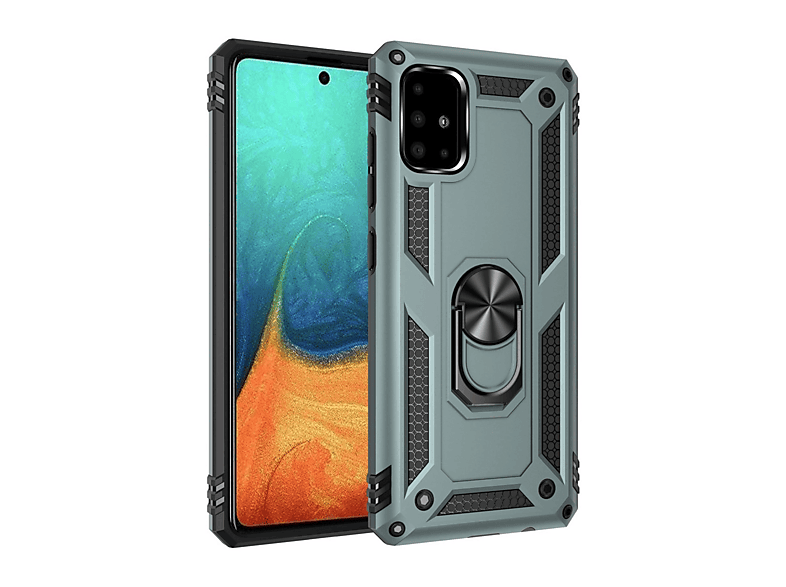 NEWFACE Samsung Galaxy A71 Uyumlu Sofya Yüzüklü Silikon Kapak Telefon Kılıfı Yeşil