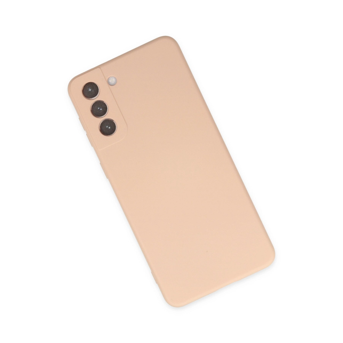 Arkada üç kamera ve flaşlı açık kahverengi bir akıllı telefon.