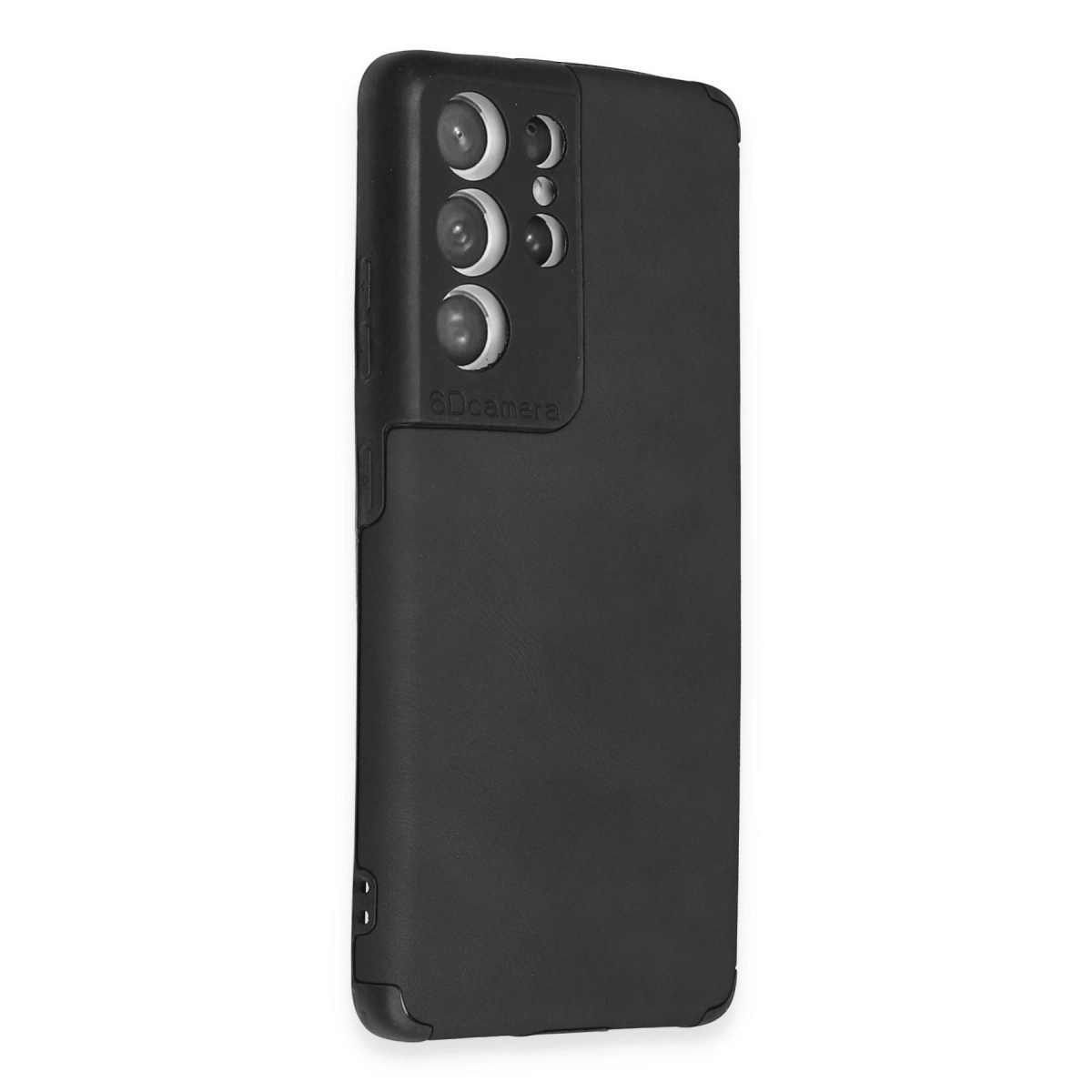 Dört kamera lensli ve "6Dcamera" yazılı siyah telefon kılıfı.