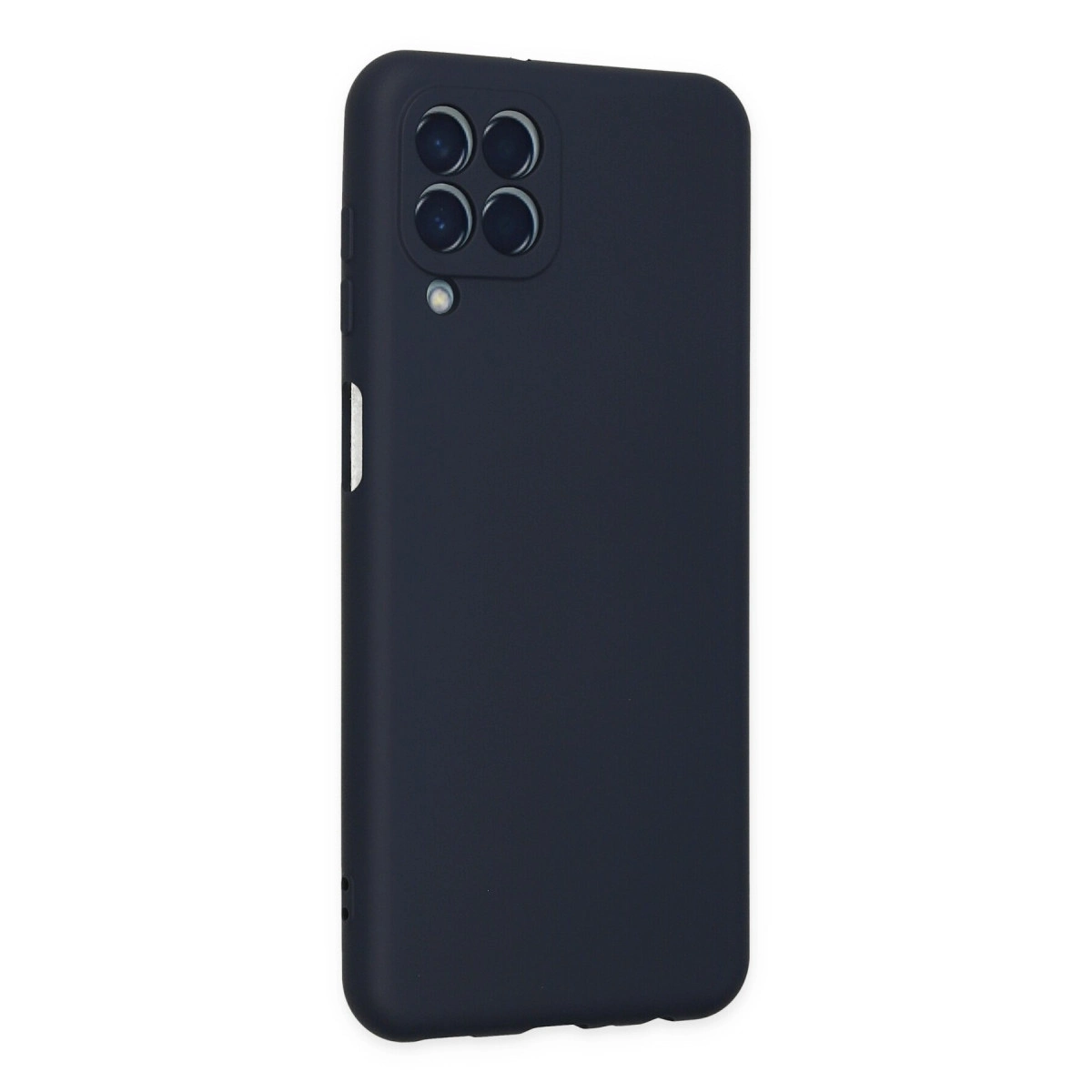 Dörtlü kamera düzenekli koyu gri telefon kılıfı.