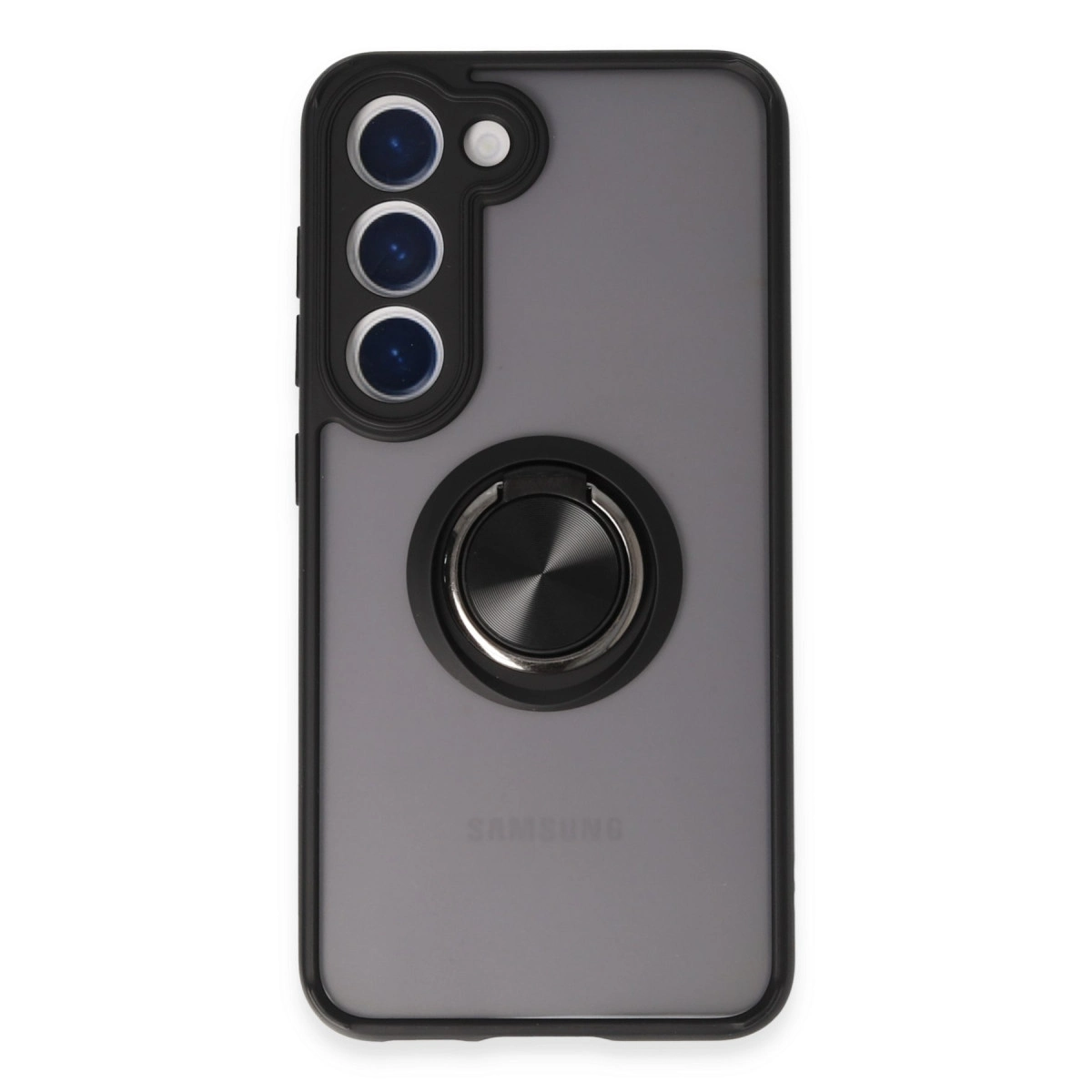 NEWFACE Samsung Galaxy S23 Uyumlu Montreal Yüzüklü Silikon Kapak Telefon Kılıfı Siyah
