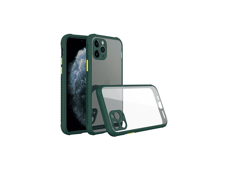 NEWFACE iPhone 11 Pro Max Uyumlu Miami Şeffaf Silikon Telefon Kılıfı Koyu Yeşil