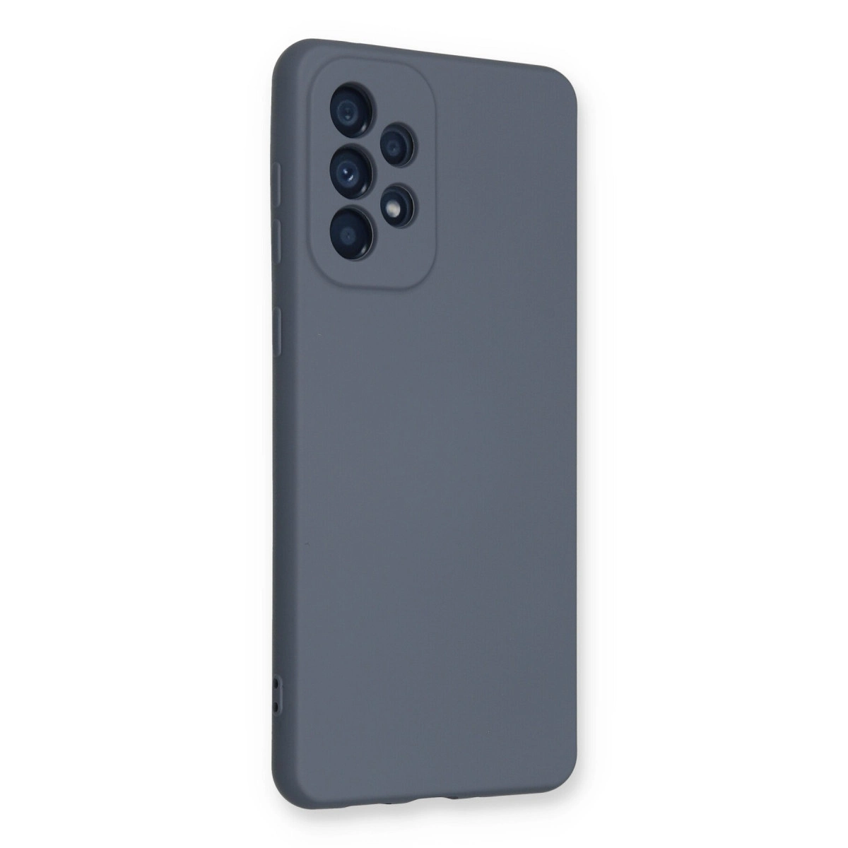 Arkada beş kamera lensli gri telefon kılıfı.