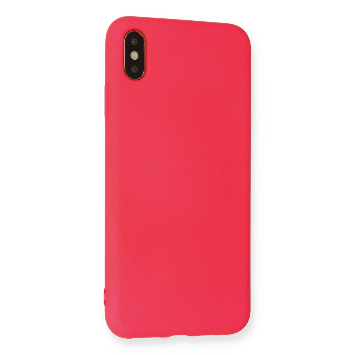 Sol üstte iki kamera lensli kırmızı telefon kılıfı.