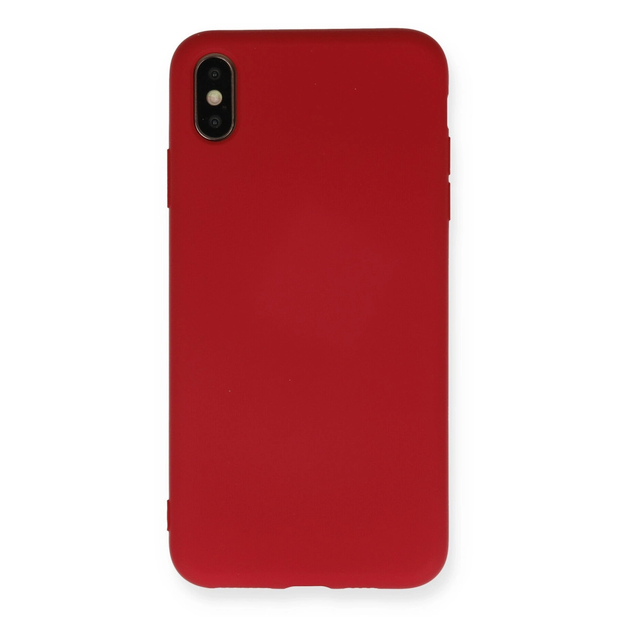 Arkada iki kamera lensi olan kırmızı telefon kılıfı.