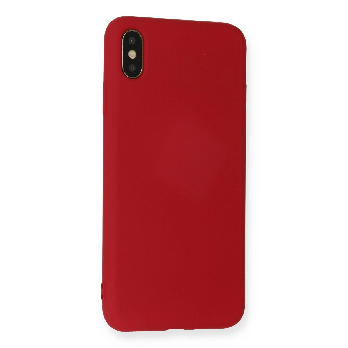 Sol üstte iki kamerası olan kırmızı telefon kılıfı.