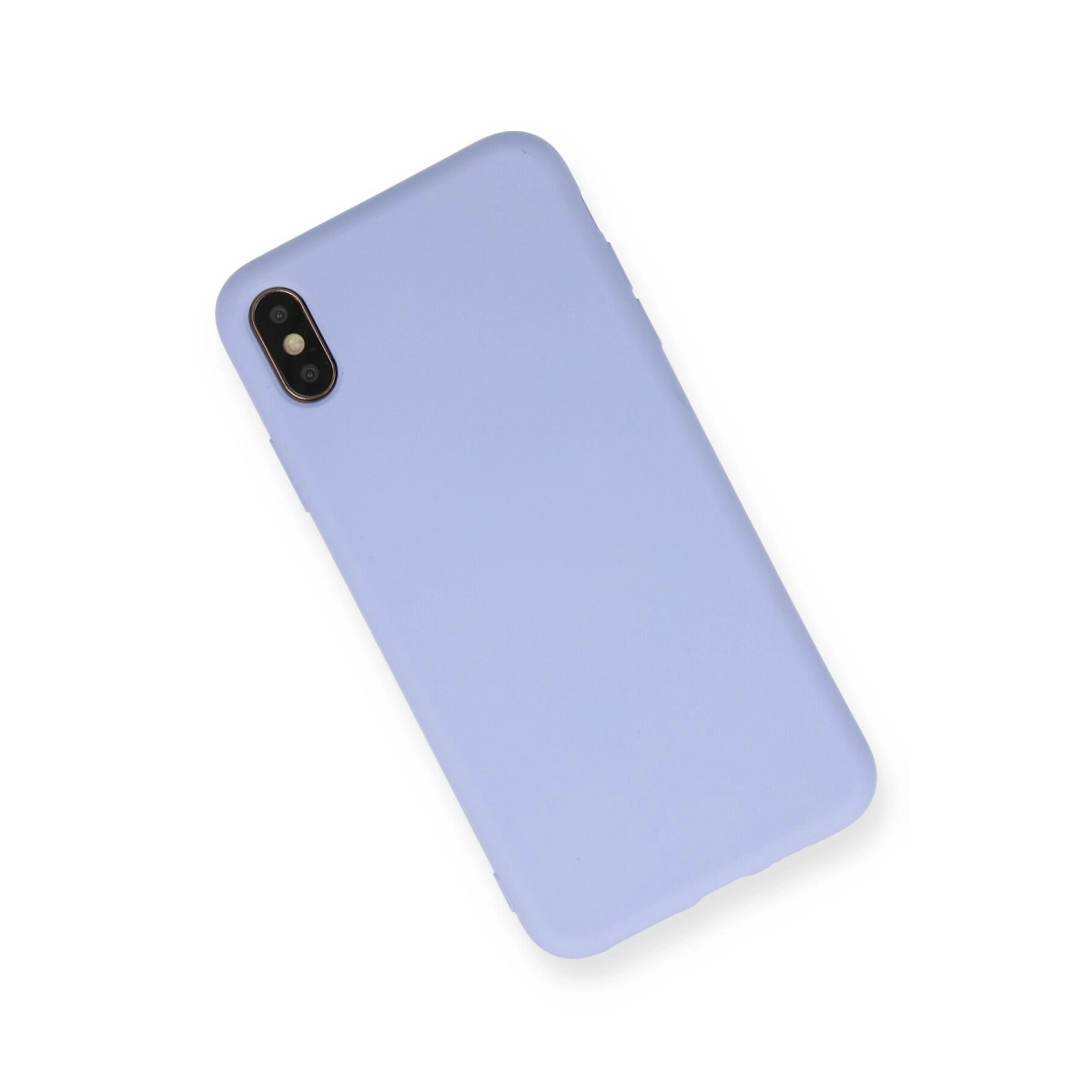 Açık mor telefon kılıfı beyaz zeminde.