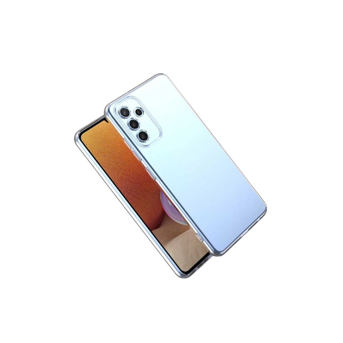 Turuncu ekranlı bir akıllı telefon üzerinde şeffaf telefon kılıfı.