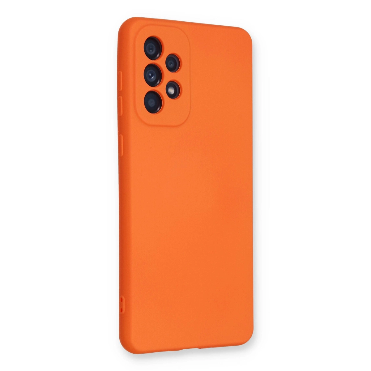 Kamera lens grubuna sahip parlak turuncu bir telefon kılıfı.