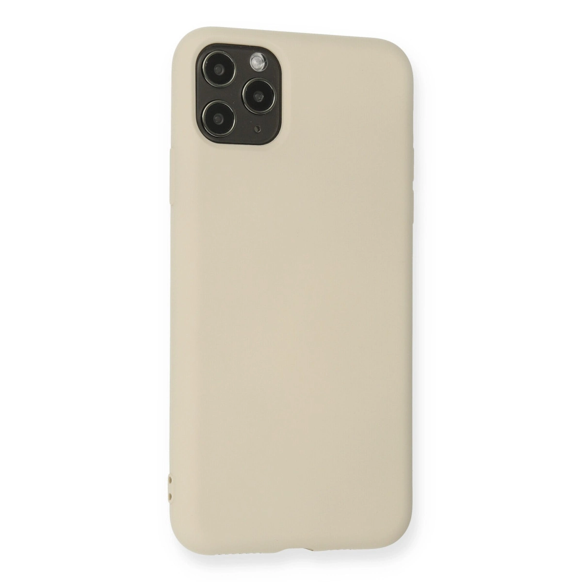 Üst kısımda kamera kesiği olan bej telefon kılıfı.