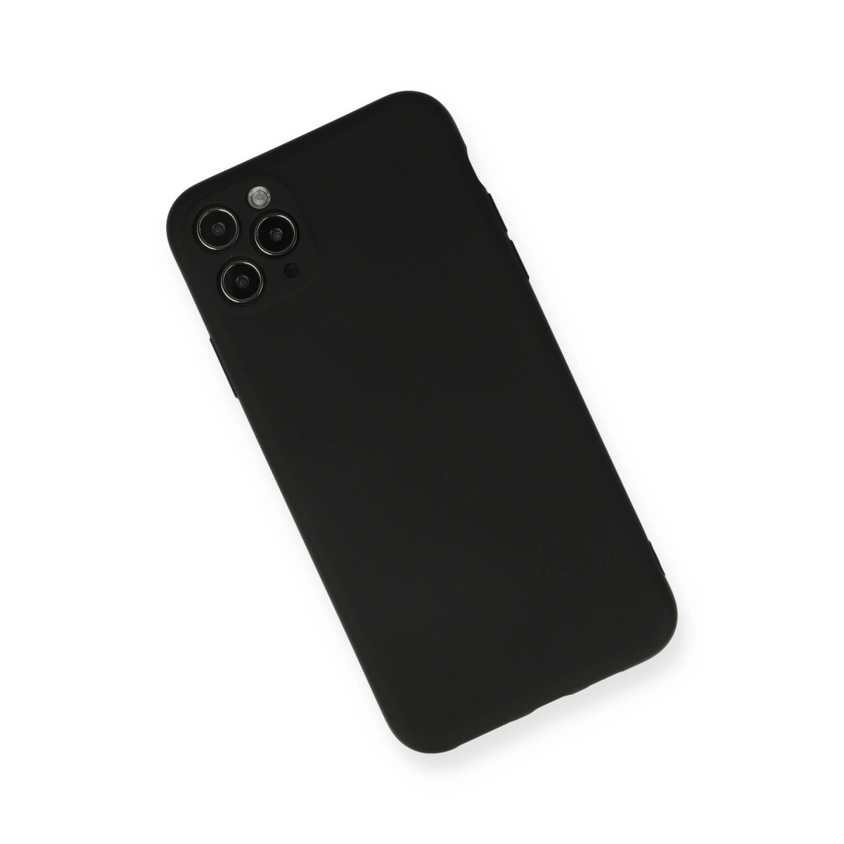 Üç kamera lensli siyah bir akıllı telefon beyaz arka planda gösteriliyor.