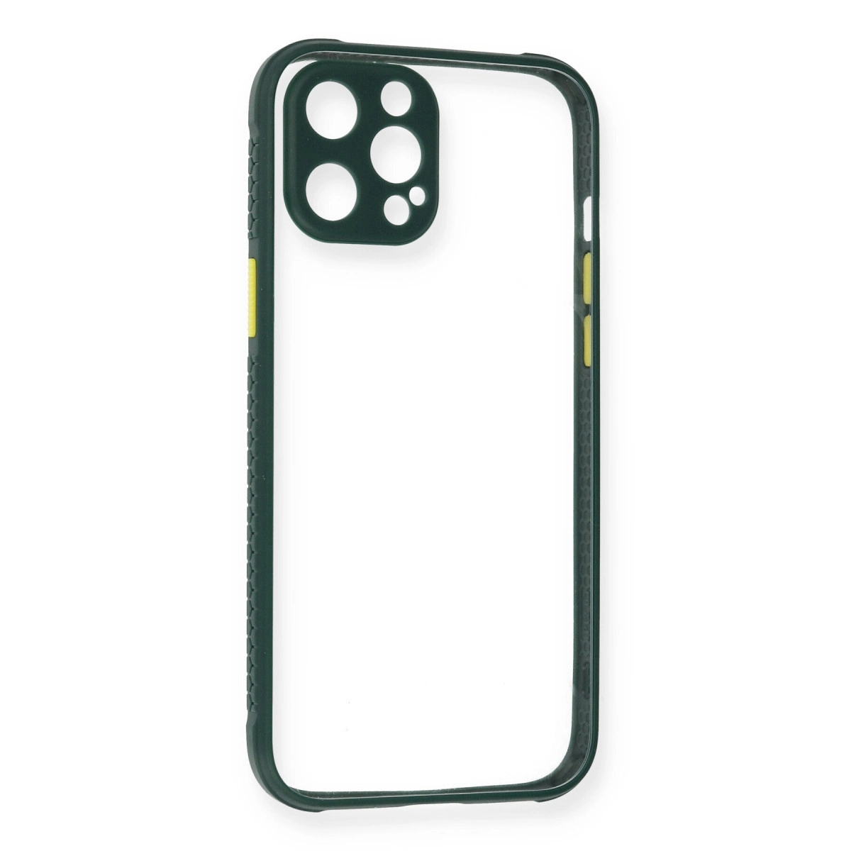 NEWFACE iPhone 12 Pro Uyumlu Miami Şeffaf Silikon Telefon Kılıfı Koyu Yeşil