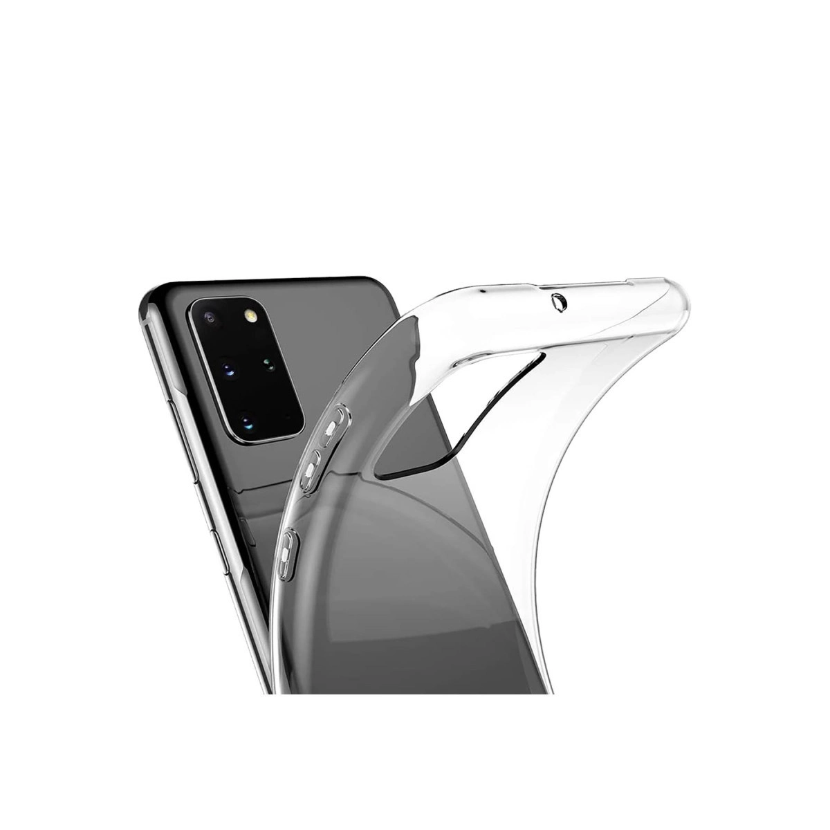 Şeffaf telefon kılıfı koyu renkli bir akıllı telefonun üzerine eğilir.